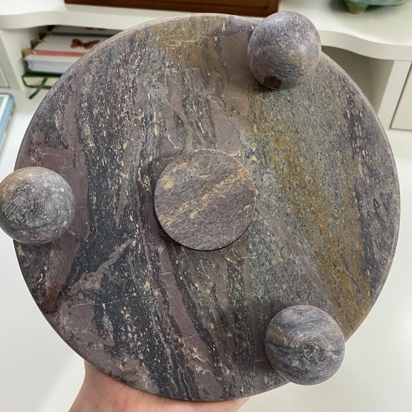 Vintage Marble Tea Light Holder/ Hand Carved Onyx Dolphins - Picture 3 of 11